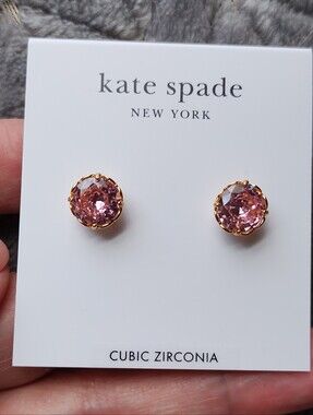 kate spade rose gold and pink crystal stud earrings